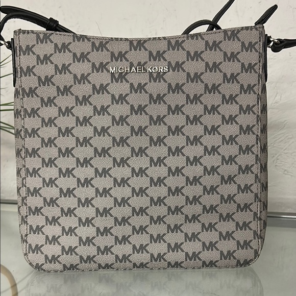 Michael Kors Gray and Black Crossbody Bag with Monogram Design - Picture 1 of 10